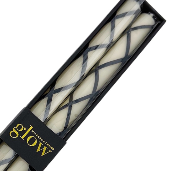 MACKENZIE-CHILDS NIB Fishnet Dinner Candles – Black – Set of 2 - Picture 3 of 5